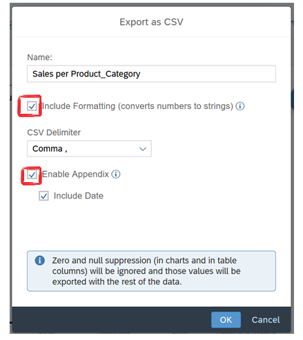 Export Chart Data in CSV file in SAC